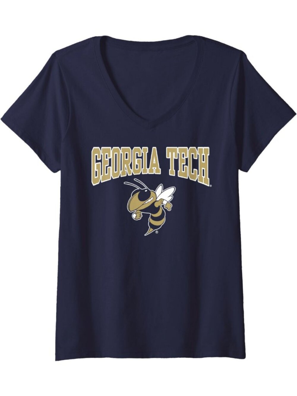Navy V-Neck T-Shirt for Women | Officially Licensed Georgia Tech Apparel